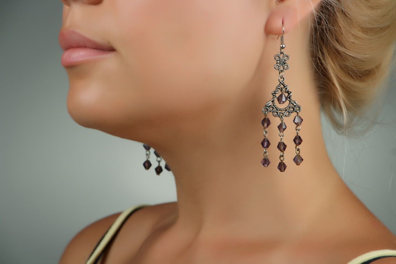 Long crystal earrings photo 4