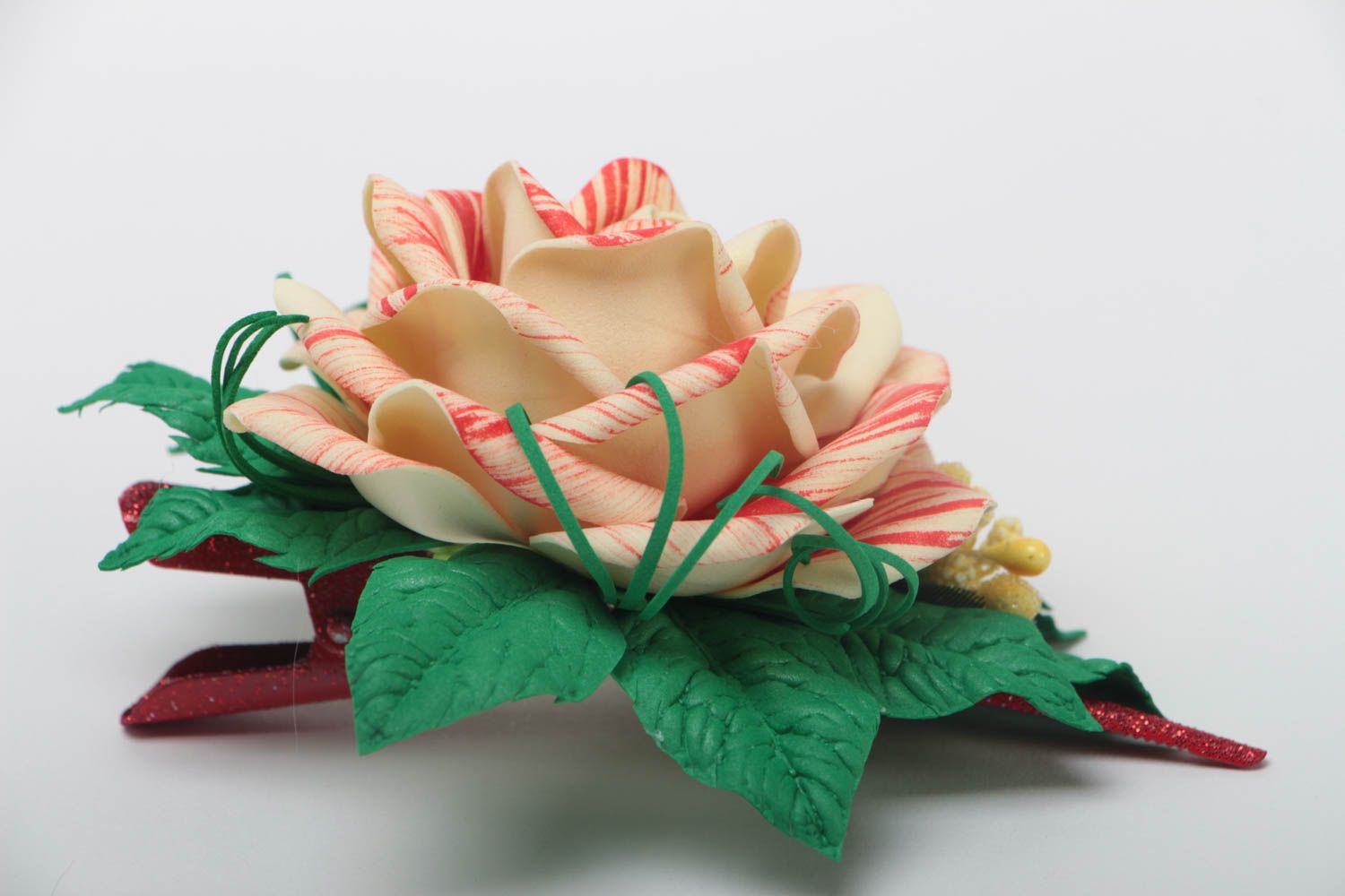 Unusual handmade flower barrette textile hair clip gift ideas for girls photo 3