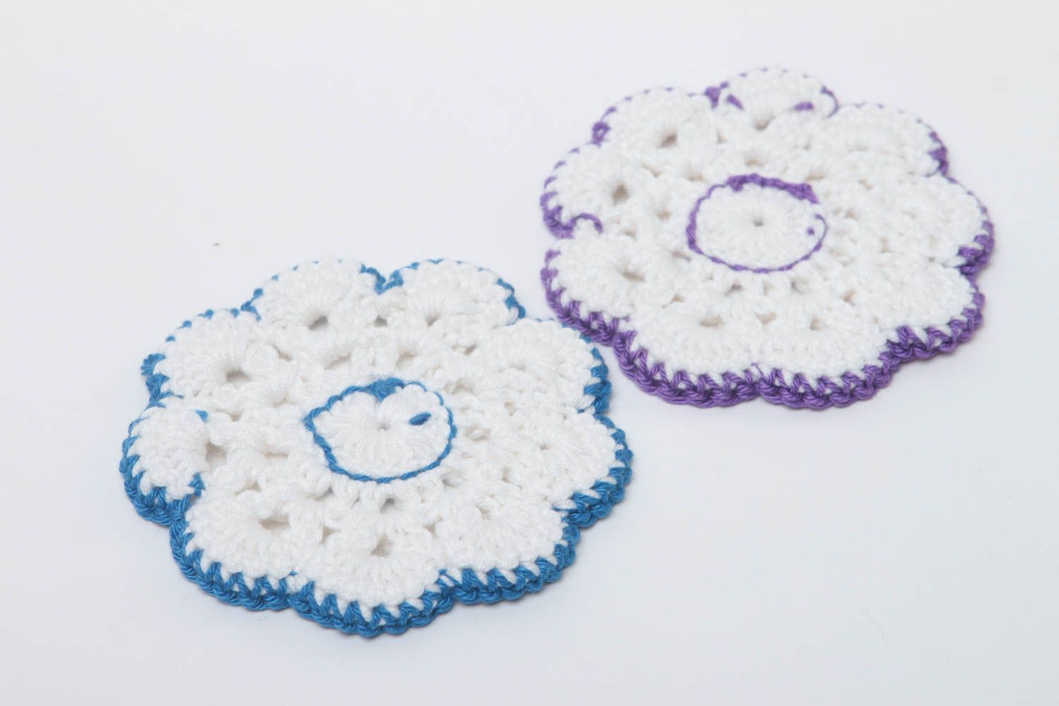 Set of 2 handmade crochet coasters hot pads home textiles kitchen design photo 4