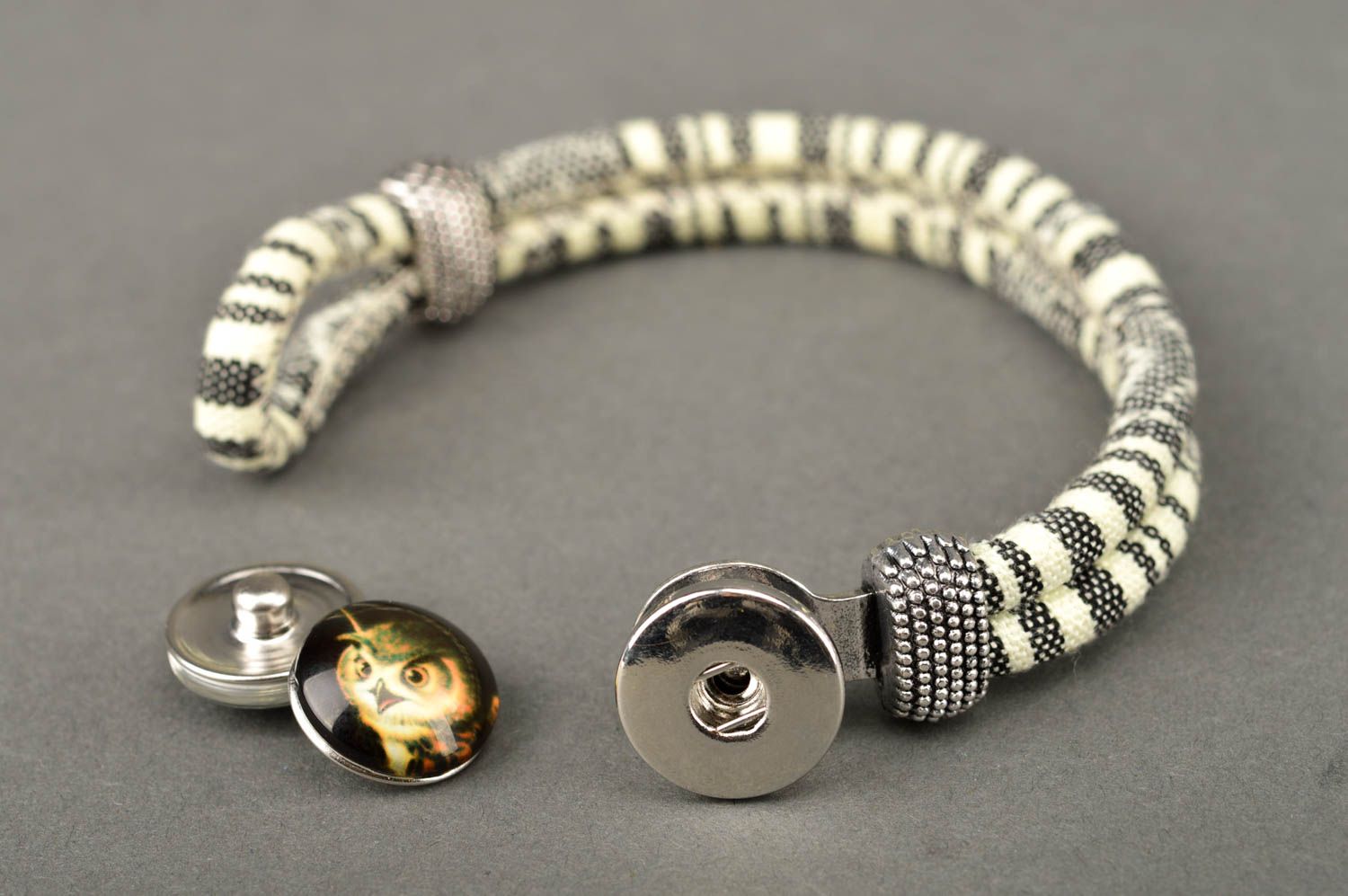 Fabric bracelet handmade textile accessory for women stylish jewelry for girls photo 3