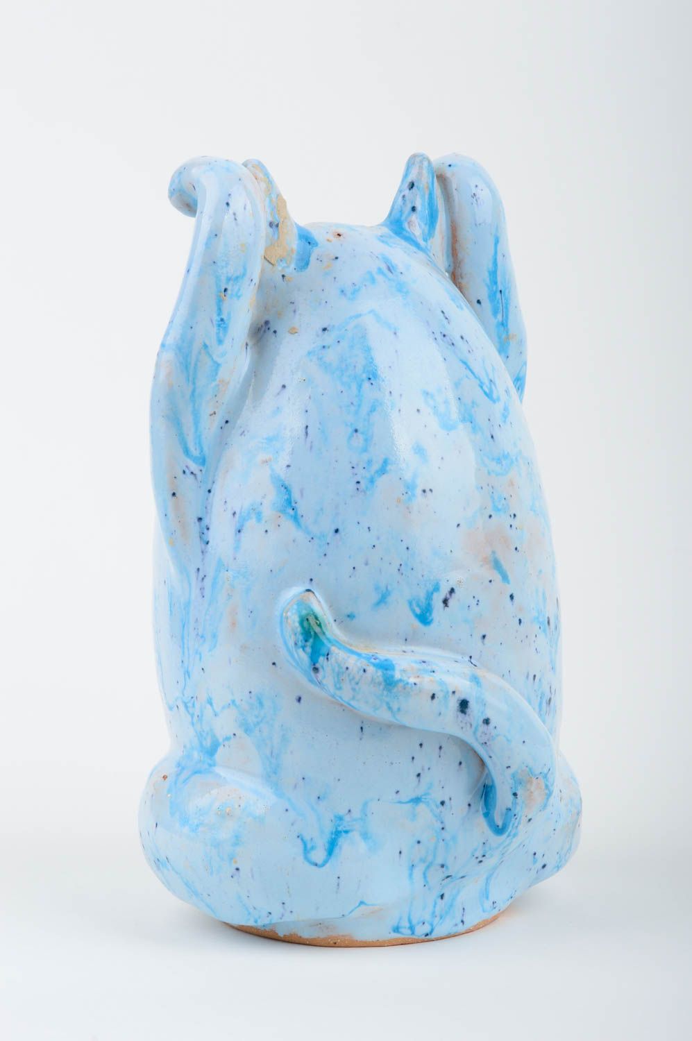 Handmade Figur Katze blau Haus Deko bemalt originell Dekoration Figur niedlich foto 3