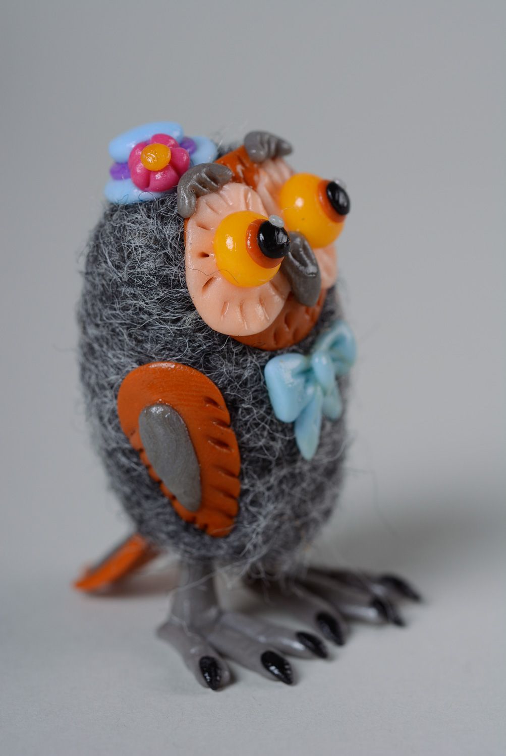 Homemade miniature felted wool toy Owl photo 2