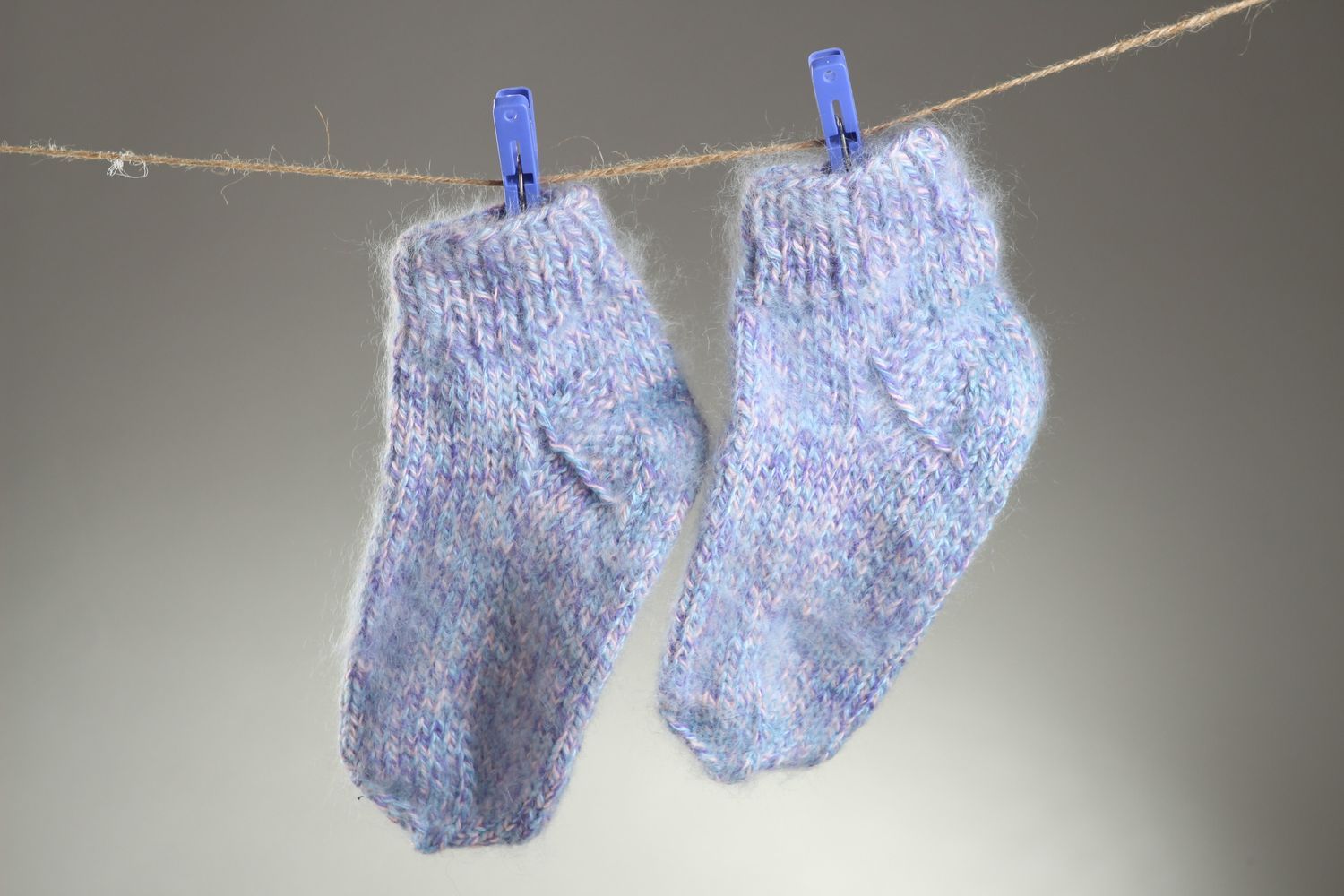 Handmade blaue gestrickte Socken Accessoires für Frauen kurze Damen Wollsocken foto 1