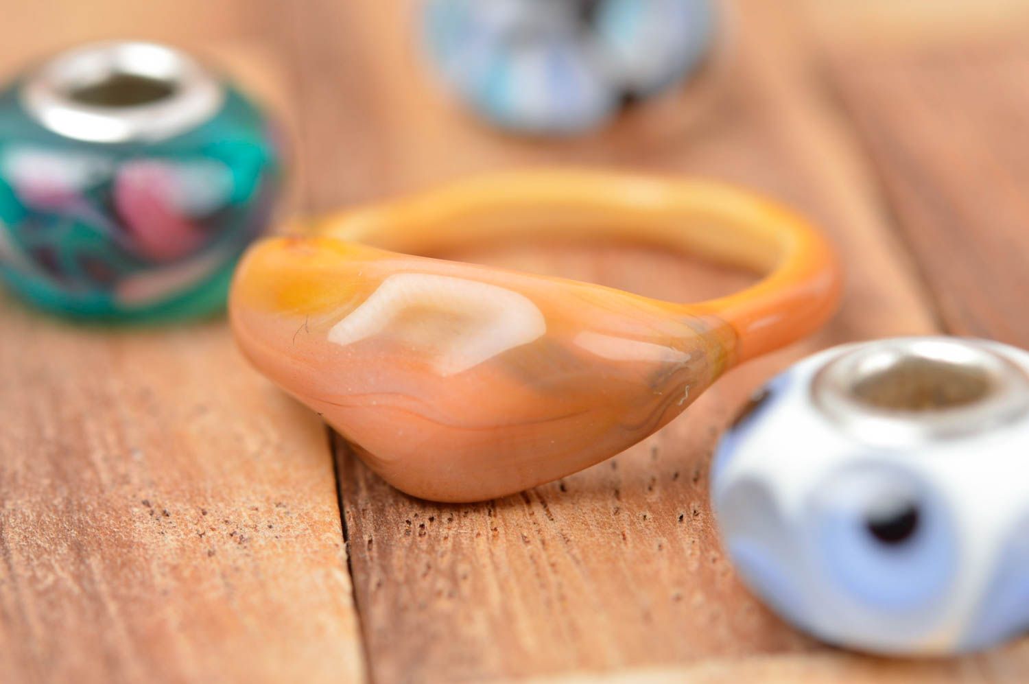 Handmade Ring aus Glas Damen Schmuck Accessoire für Frauen Glas Schmuck grell foto 1