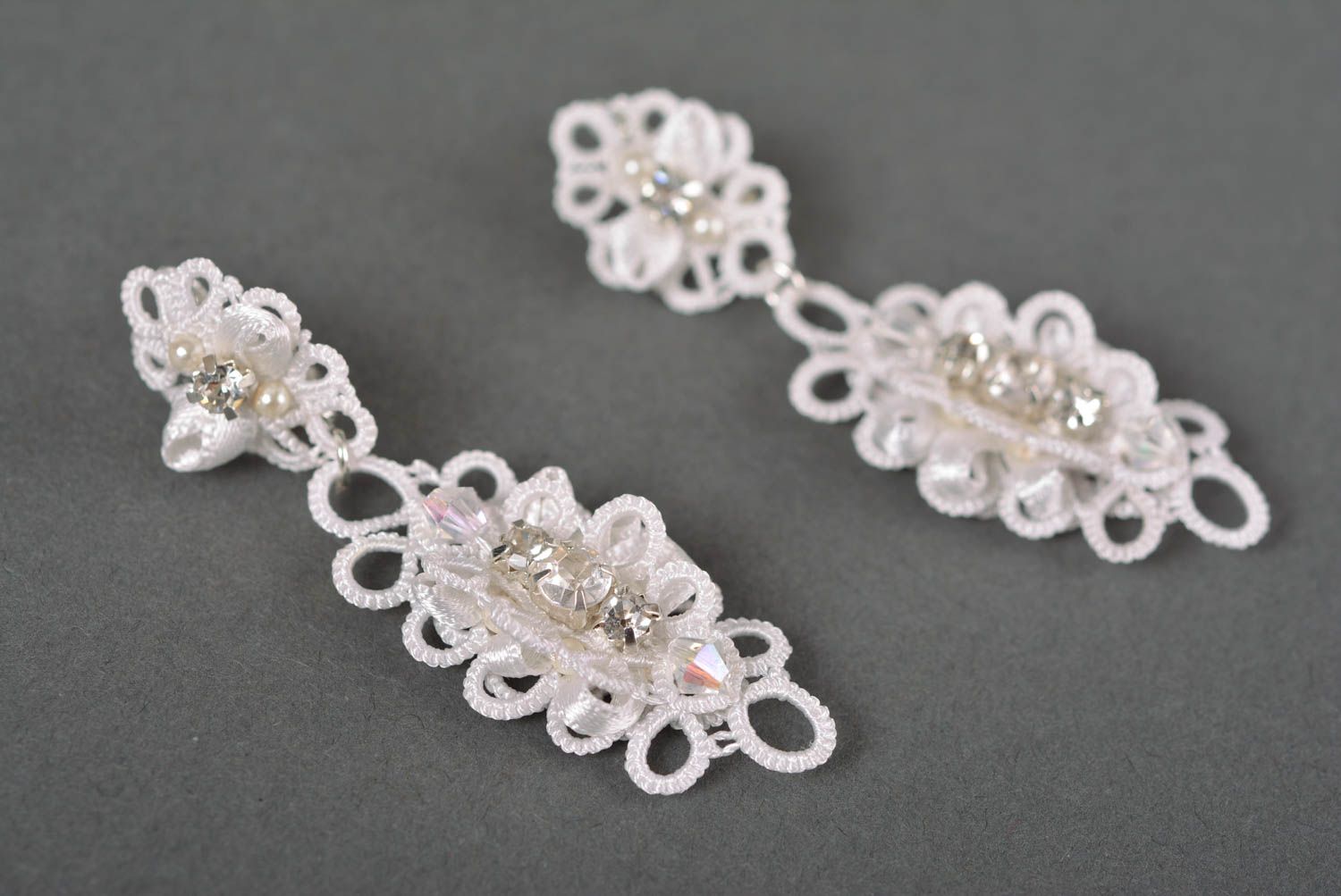 Long earrings homemade jewelry earrings designs tatting lace gift ideas for girl photo 1
