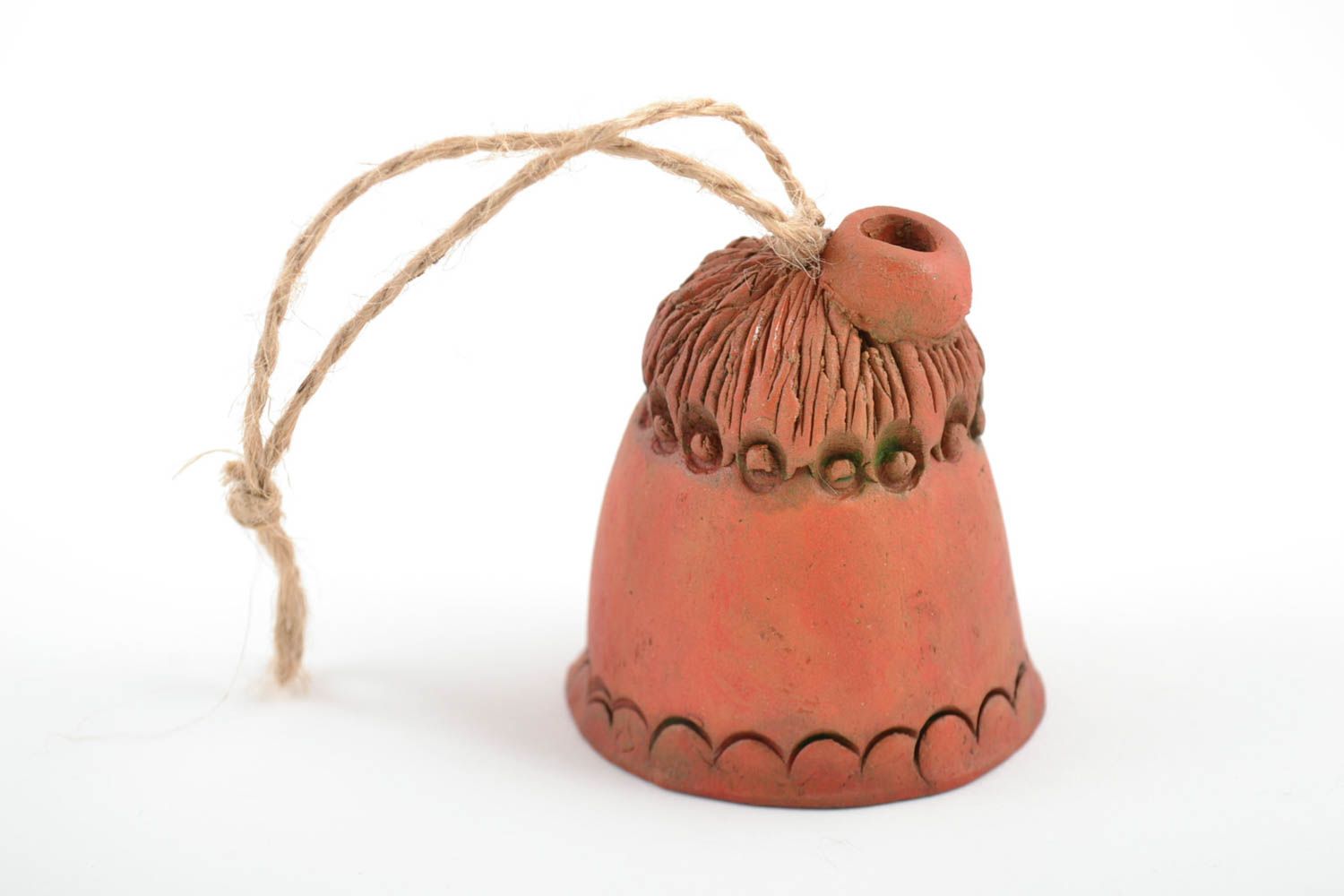 Small decorative wall hanging ceramic figured bell in ethic style House photo 5