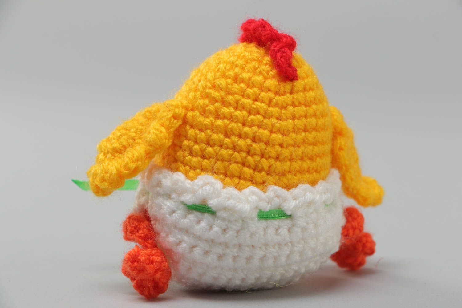 Handmade crochet soft toy yellow chicken created with acrylic threads photo 4