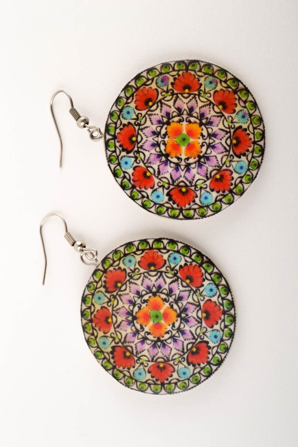 Модные серьги украшение ручной работы серьги из полимерной глины красочные фото 2