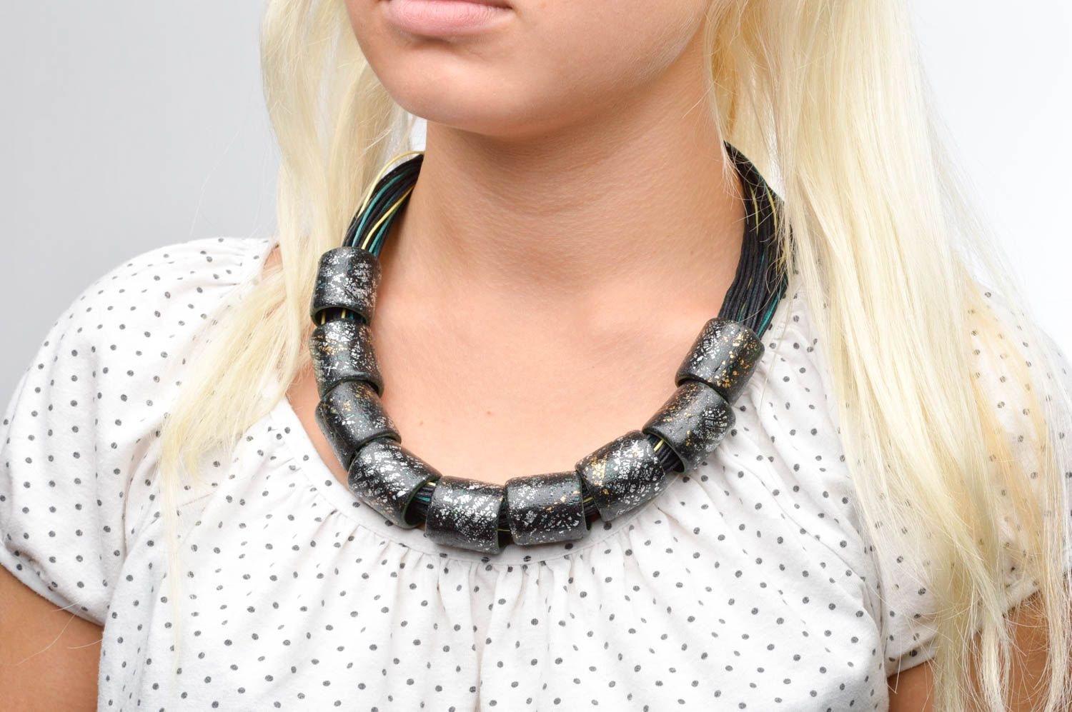 Unusual handmade bead necklace plastic necklace beautiful jewellery for girls photo 3