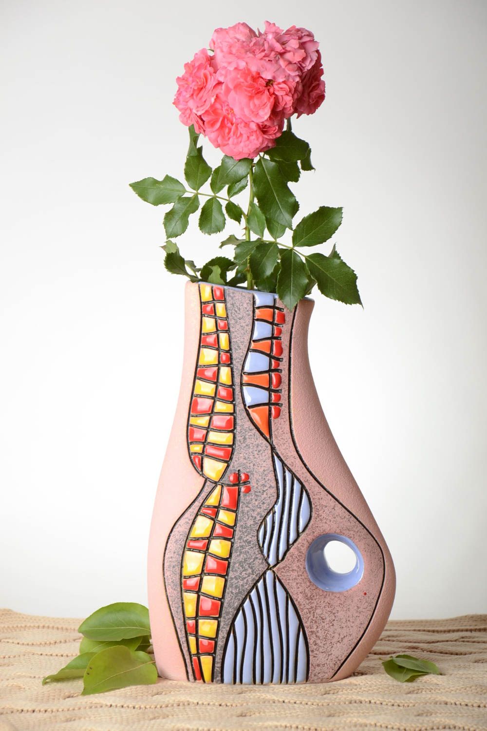 Deko Vase handgemachte Keramik für Haus Dekoration Geschenk für Frauen bunt 2 L foto 1