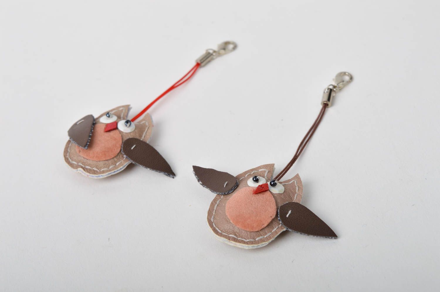 Брелки ручной работы кожаные брелки милые оригинальные подарки две совы фото 3