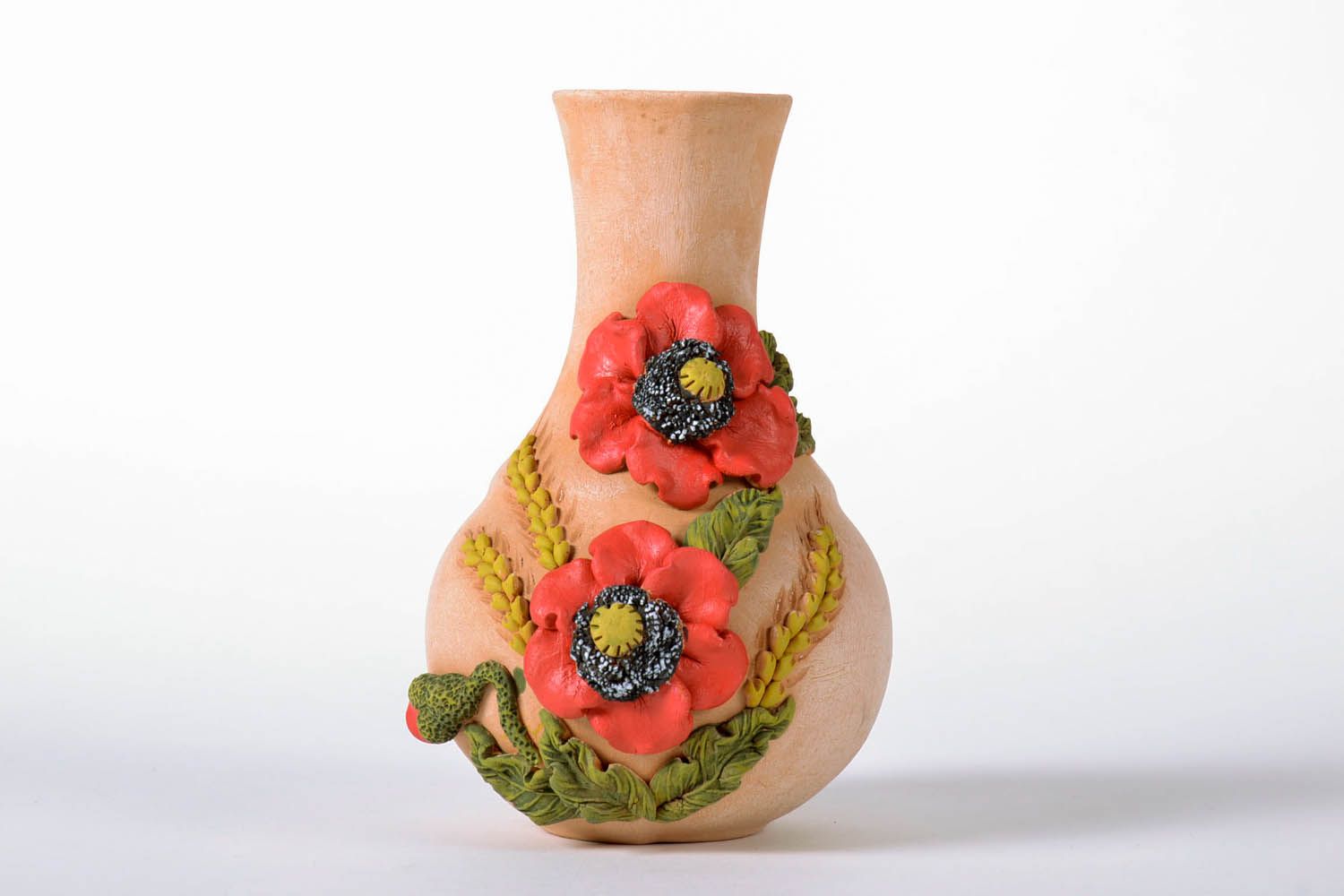 Vase avec éléments sculptés fait main photo 2