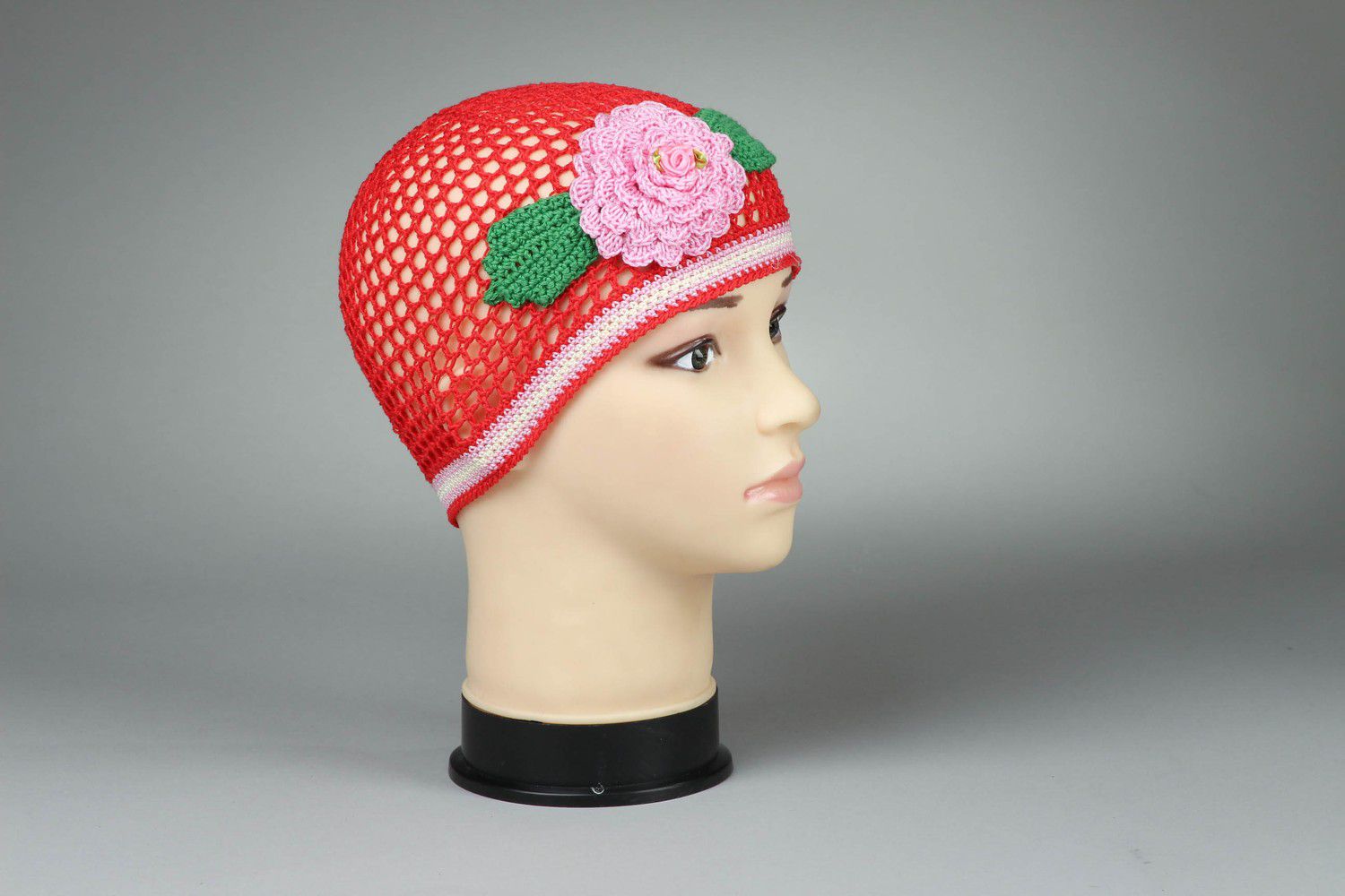 Cotton hat with flower size M photo 3