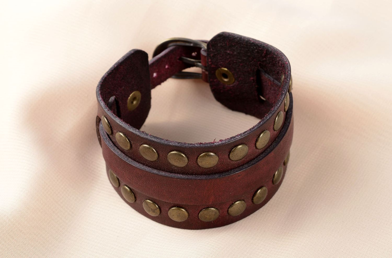 Handmade Armband aus Leder breit Designer Schmuck Accessoires für Frauen braun foto 5