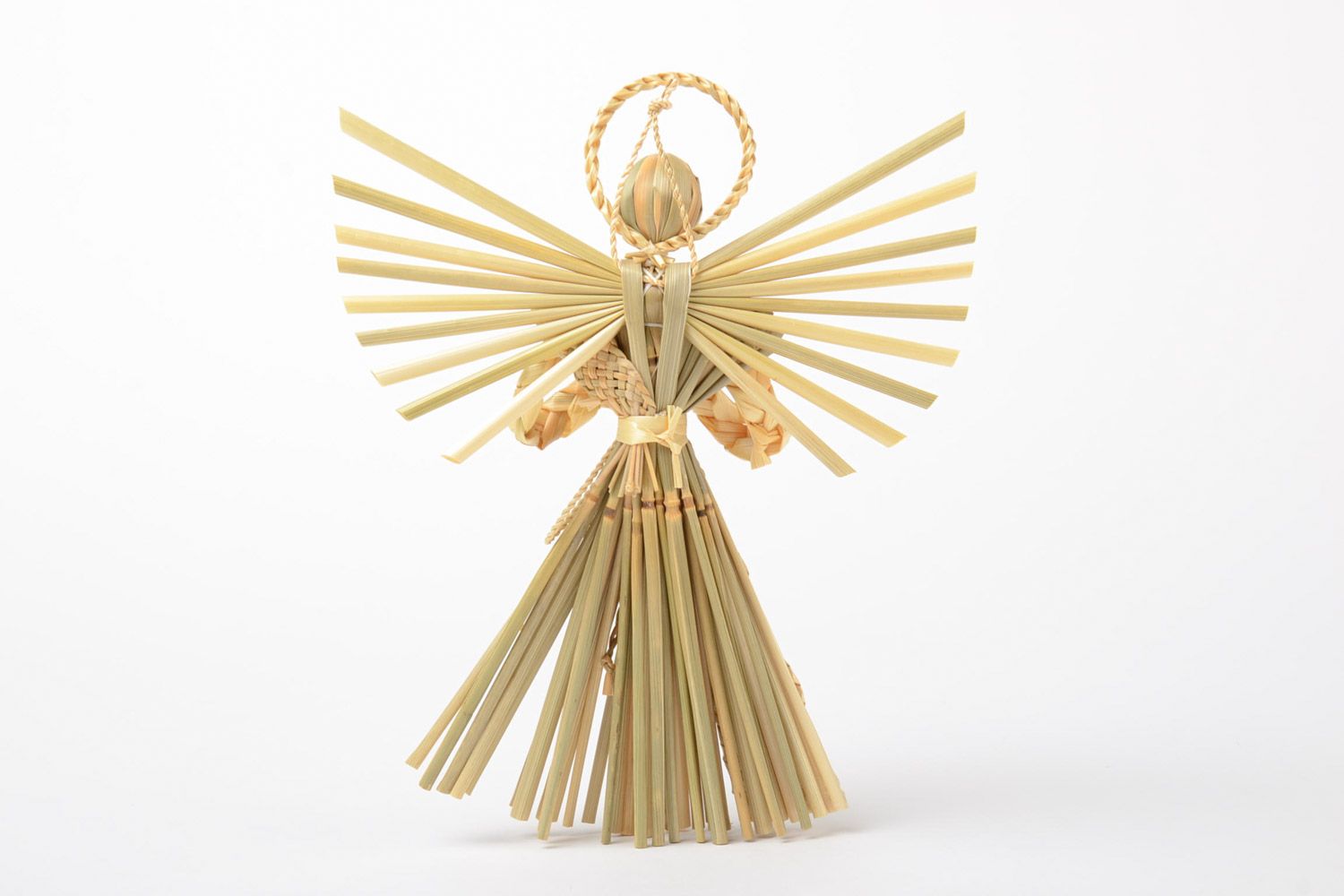 Small wall hanging decoration hand made of straw Guardian Angel for child's room photo 4