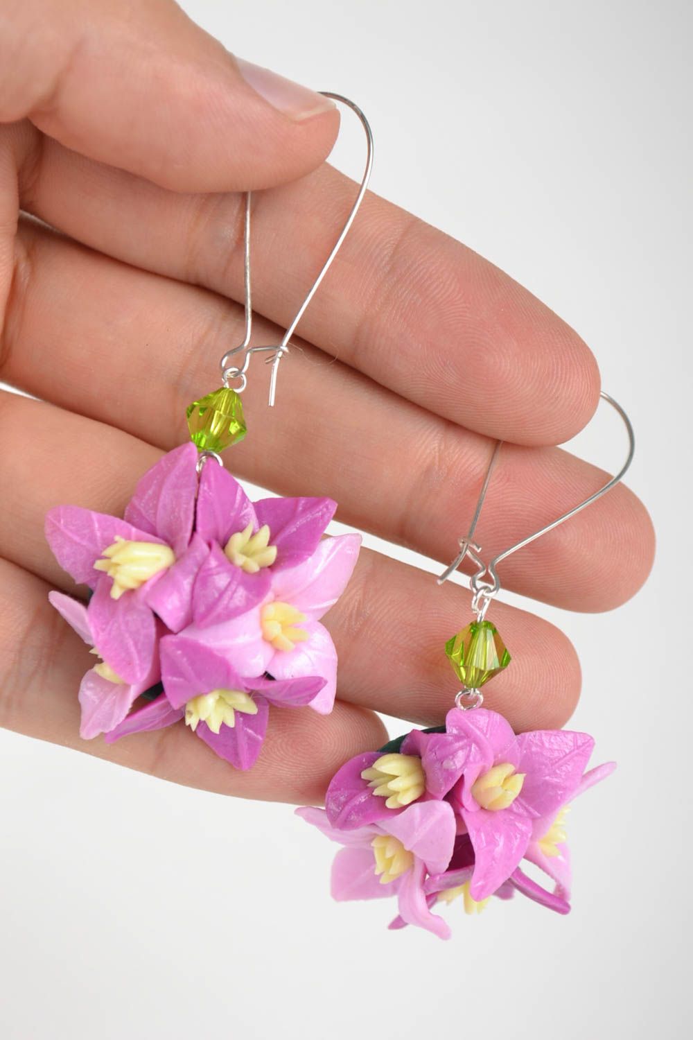 Handmade earrings flower jewelry polymer clay womens earrings fashion accessory photo 5