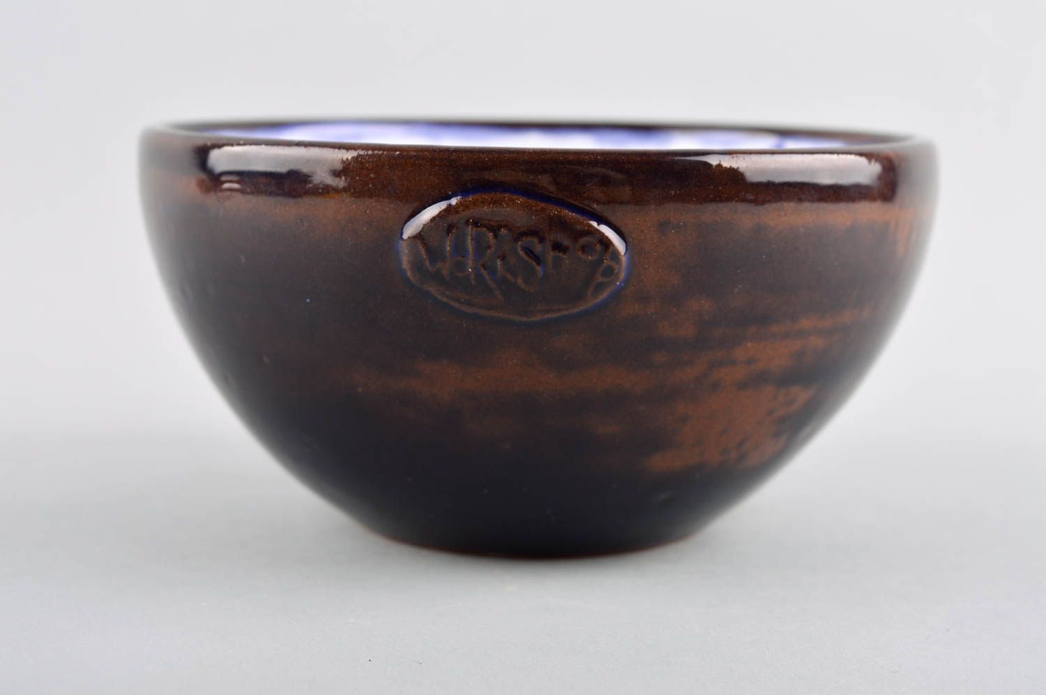 Handmade bemalte Keramik Schüssel für Suppe Öko Geschirr Schale aus Ton braun foto 4
