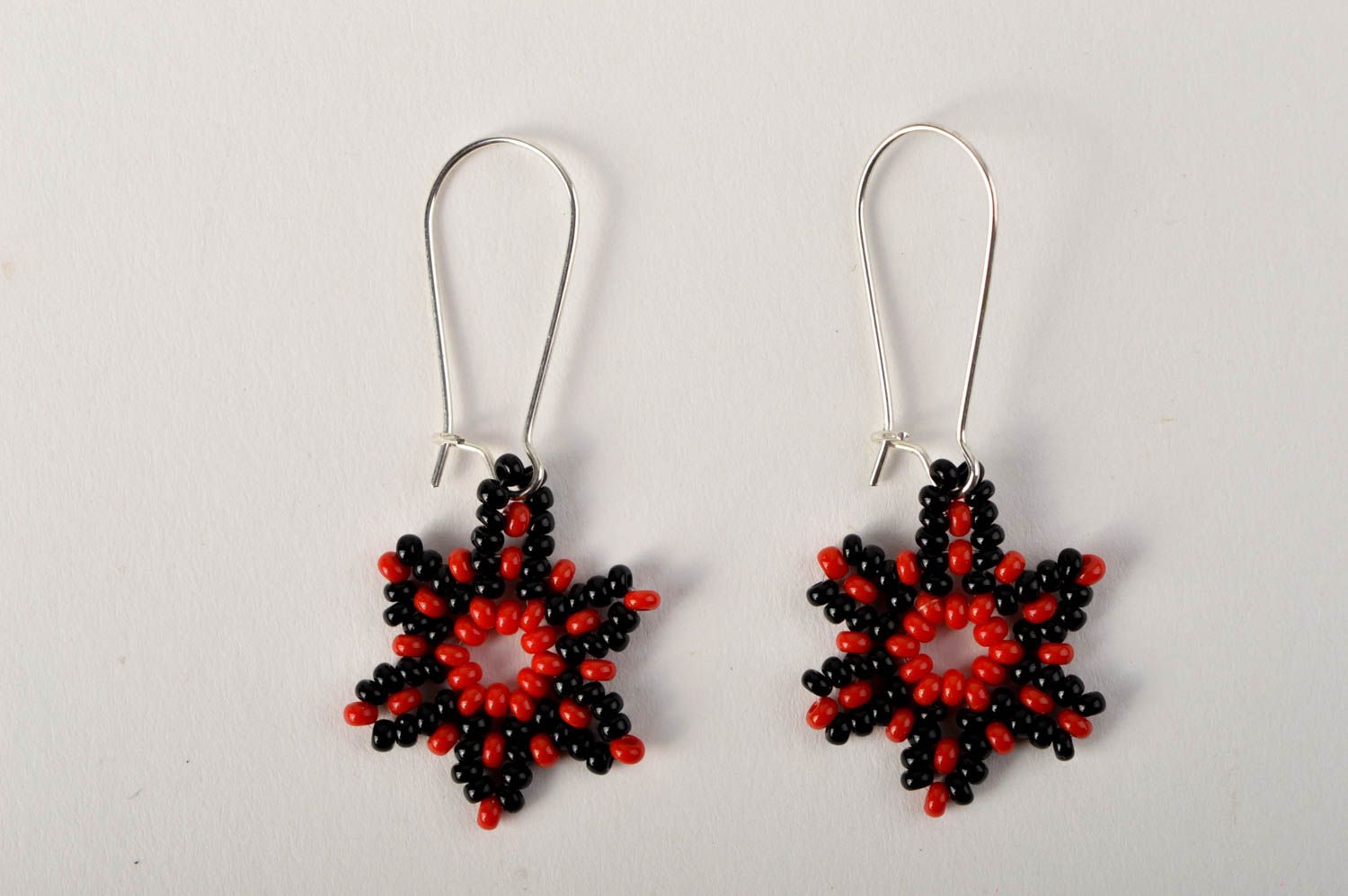 Handmade beautiful beaded earrings unusual red earrings elegant accessory photo 4