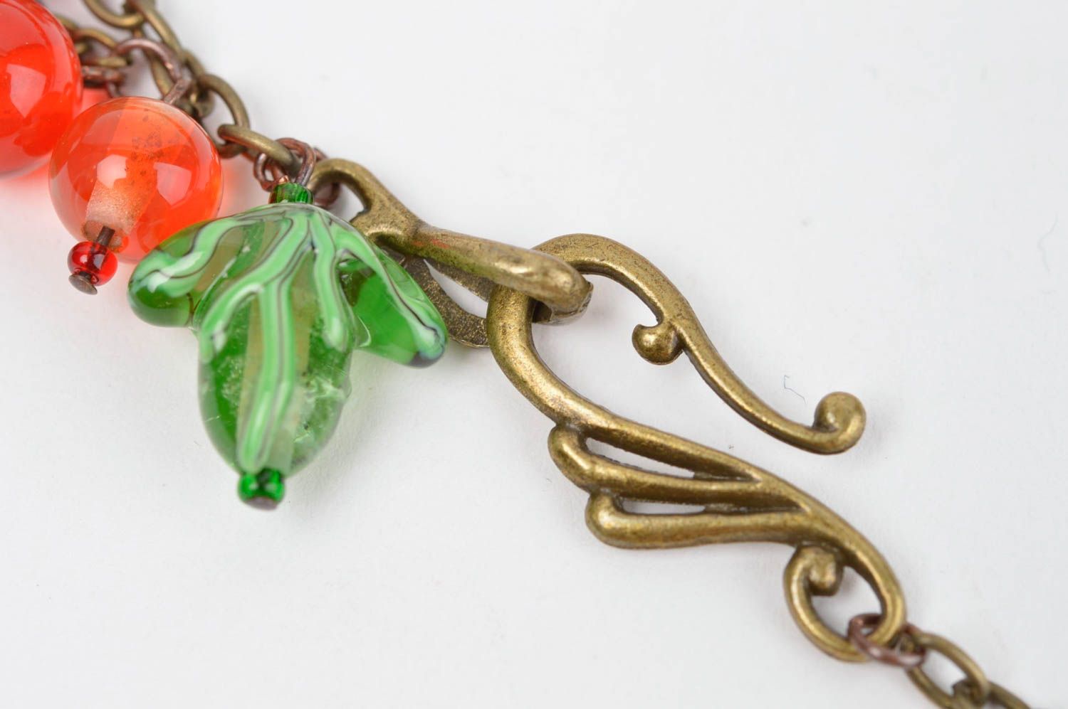 Halskette für Frauen Schmuck aus Glas Schmuck handgemacht Halsketten Damen rot foto 4