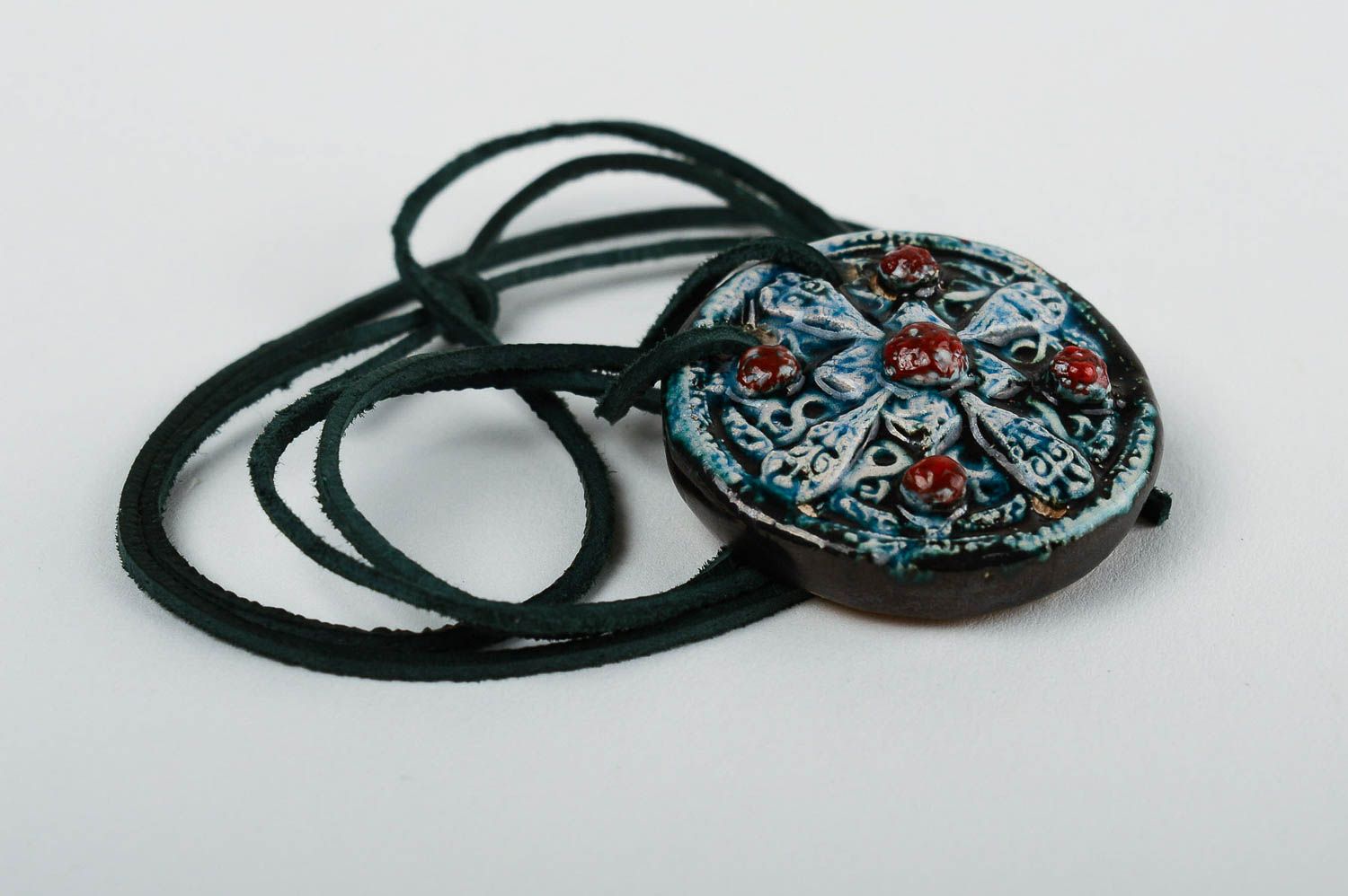 Handmade pendant necklace ceramic jewelry designer accessories for women photo 2