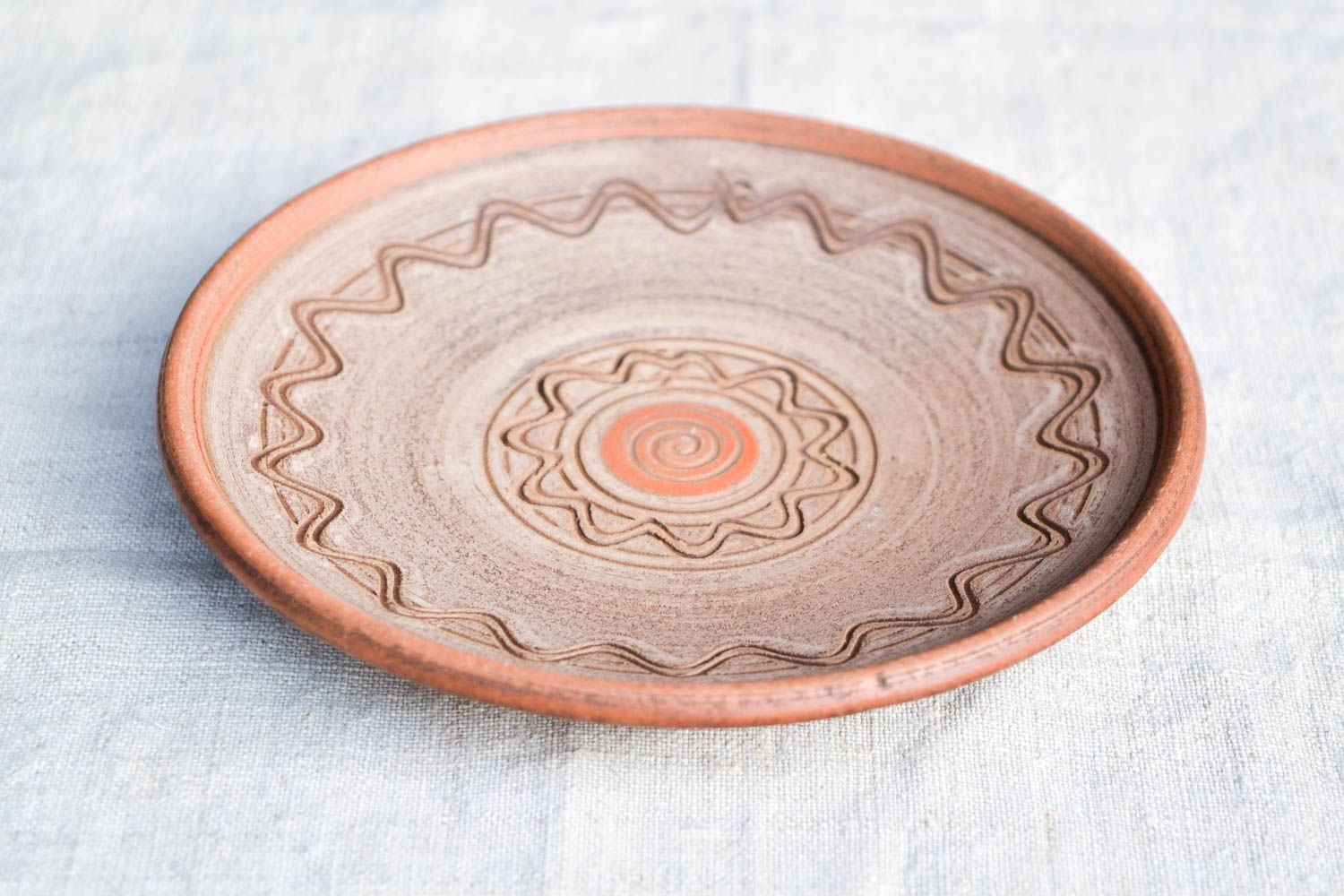 Керамическая тарелка ручной работы глиняная посуда расписная тарелка этнос фото 4