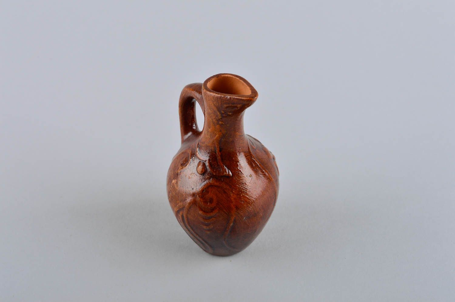 Handmade ceramic 12 oz wine carafe with handle 5 inches, 0,21 lb photo 3