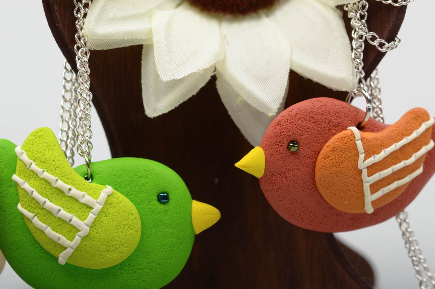 Handmade Anhänger Set Polymer Clay Schmuck Accessoires für Frauen 2 Stück Vögel foto 1