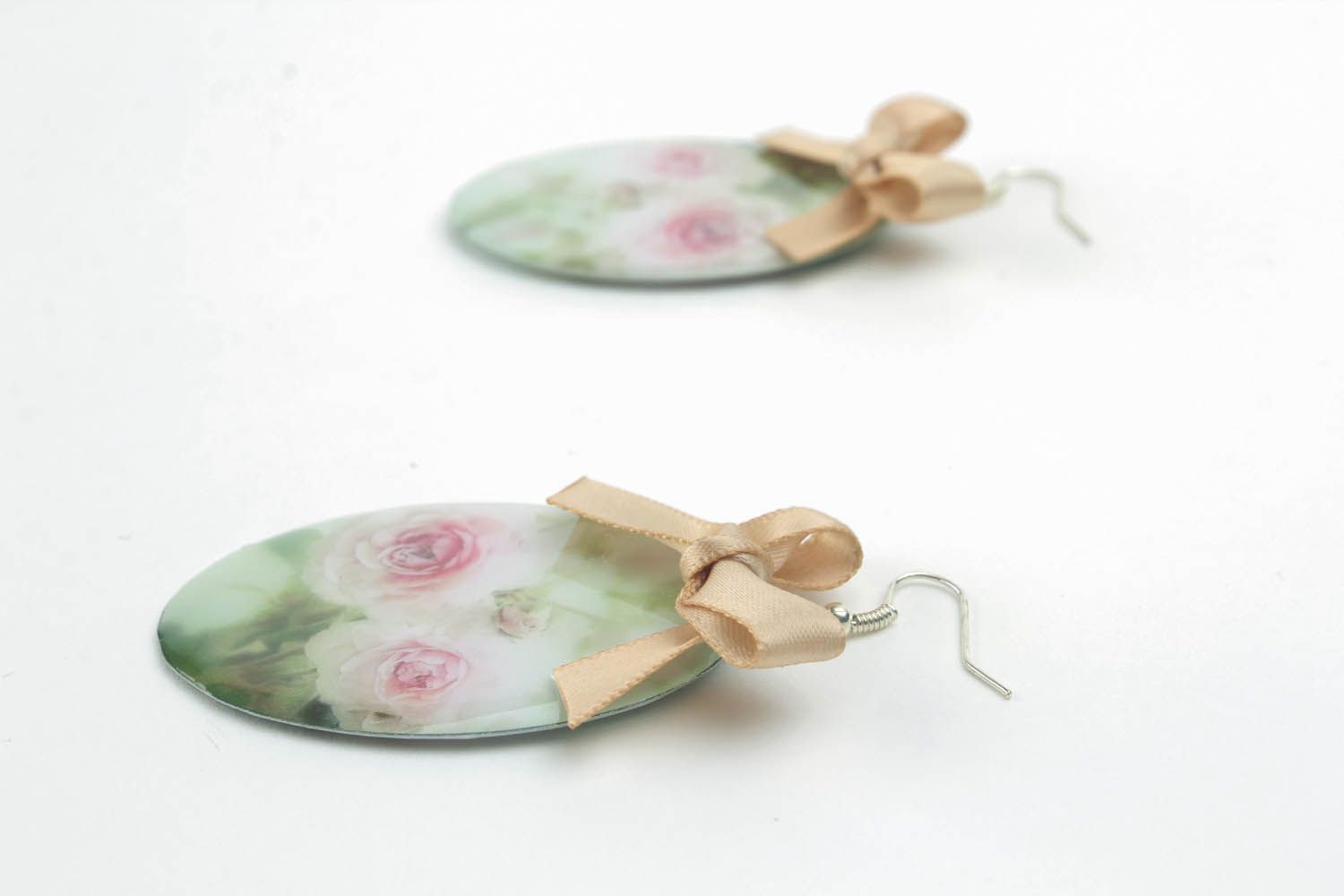 Earrings with bows Roses photo 2