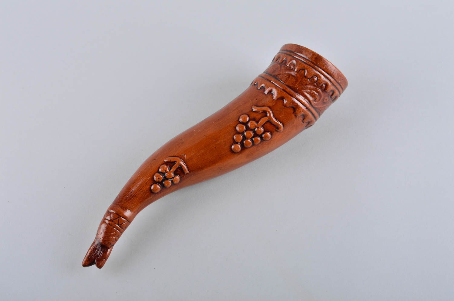 Trink Horn handmade Keramik Behälter Geschenk für Männer Geschirr Ton foto 5
