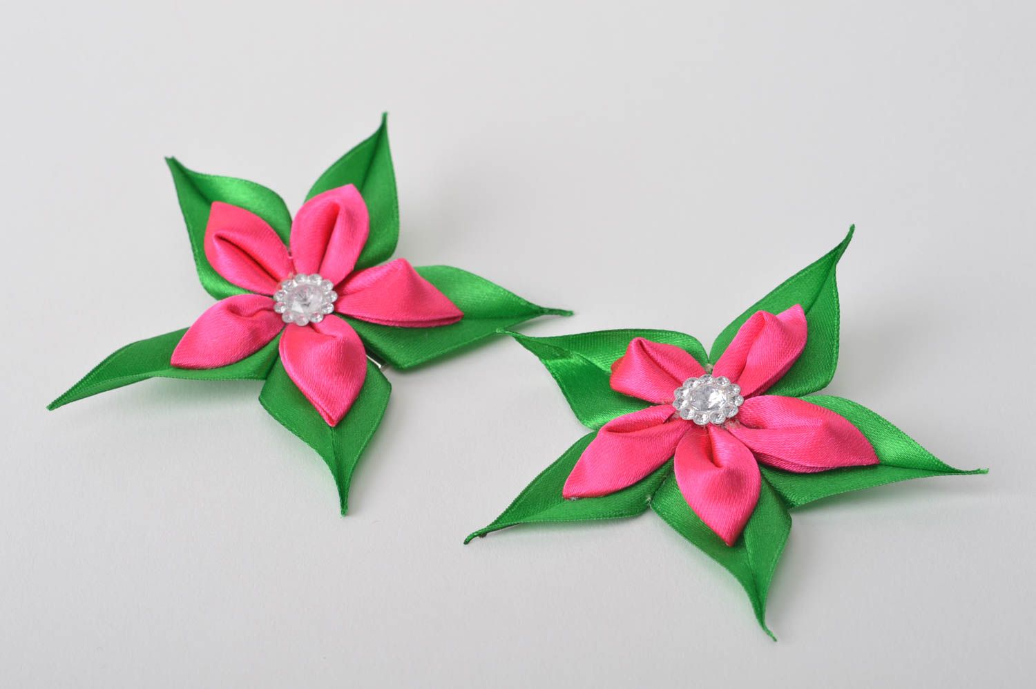 Handmade hair accessories jewelry set kanzashi flowers hair clips gifts for kids photo 2