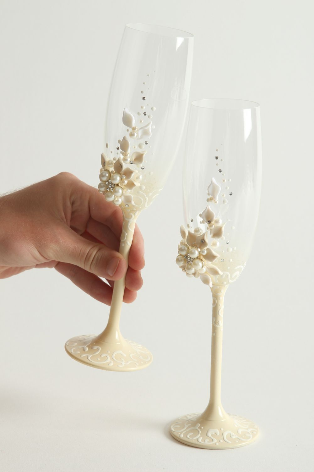 Verres de mariage fait main Flûtes champagne Décoration de table mariage photo 4