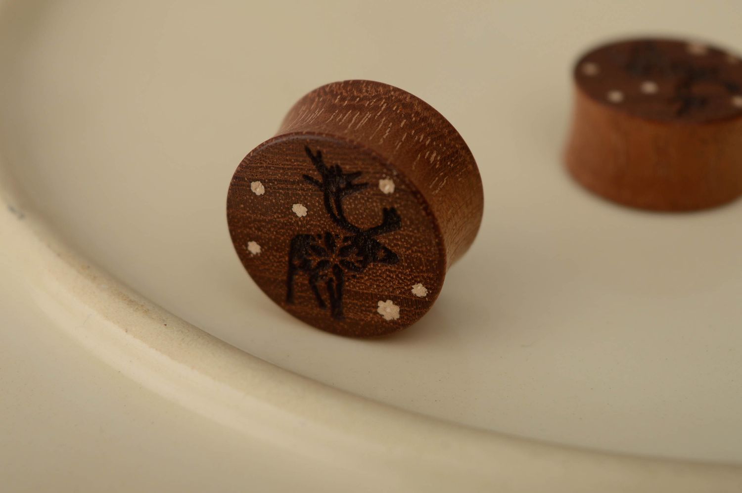 Handmade wooden ear plugs photo 1