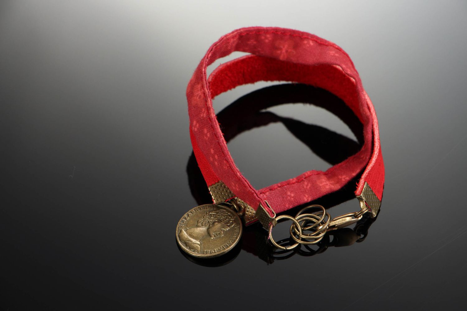 Handgemachtes rotes Armband aus Leder Doppel-Armband foto 1