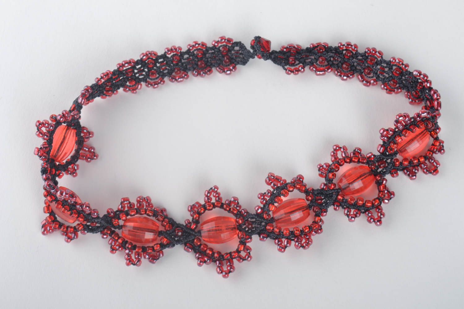 Beautiful handmade woven thread necklace macrame necklace beaded necklace design photo 2