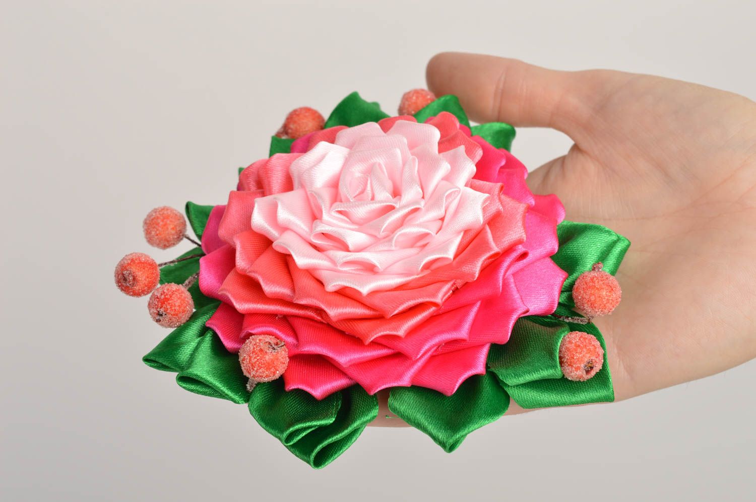 Beautiful handmade kanzashi flower jewelry making supplies DIY brooch gift ideas photo 2