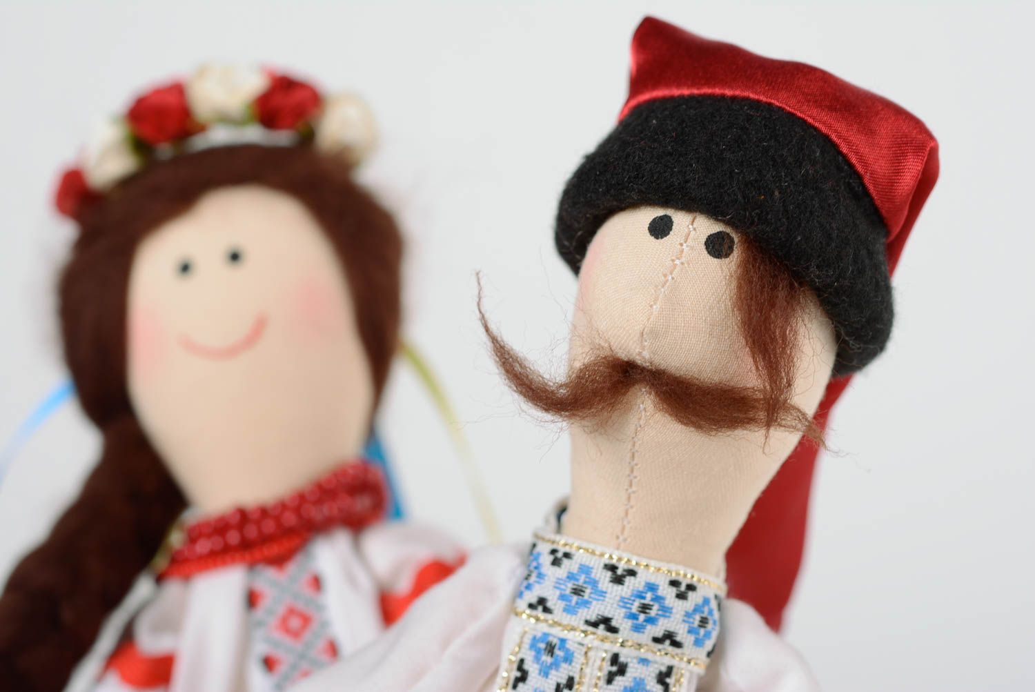 Handmade designer fabric soft doll the Cossack in traditional Ukrainian costume photo 3