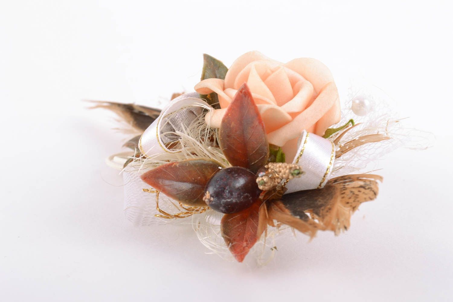 Fleurs artificielles pour barrette ou broche rose fourniture originale photo 5