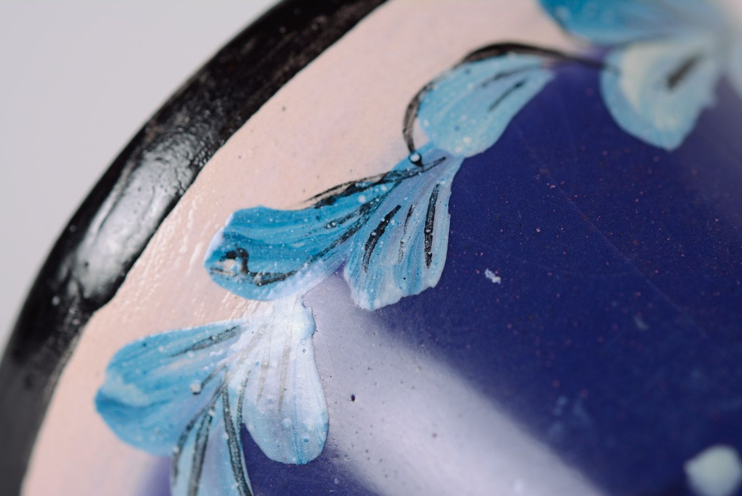 Cloche en céramique faite main bleue belle petite majolique originale pratique photo 3