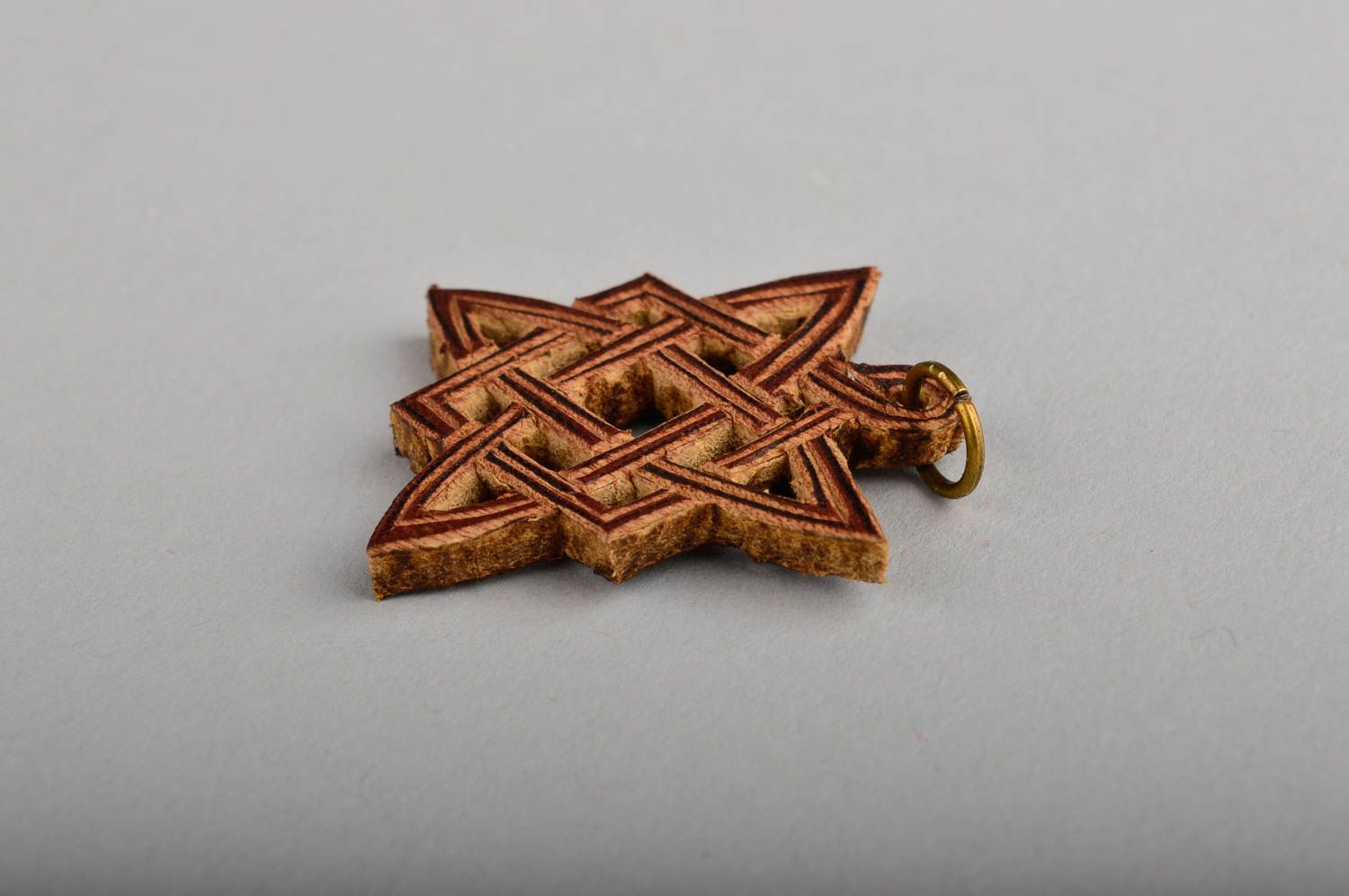 Handmade pendant in ethnic style designer leather pendant unusual jewelry photo 5