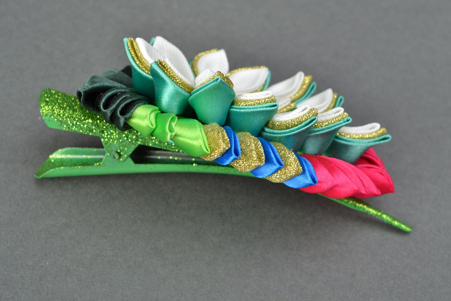 Kanzashi rep ribbon hair clip photo 3