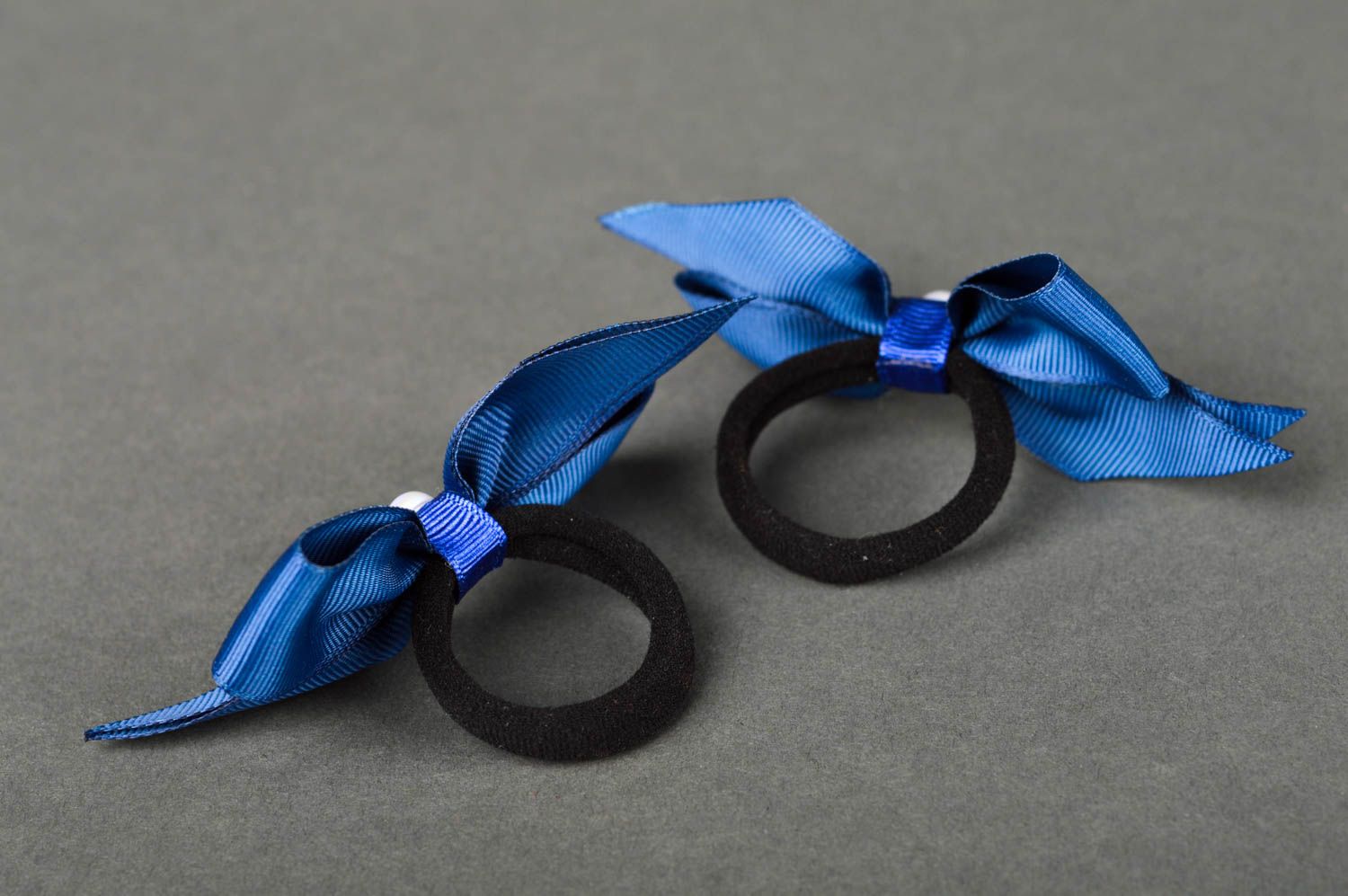Gomas para el pelo azules artesanales accesorios para niñas regalos originales foto 3