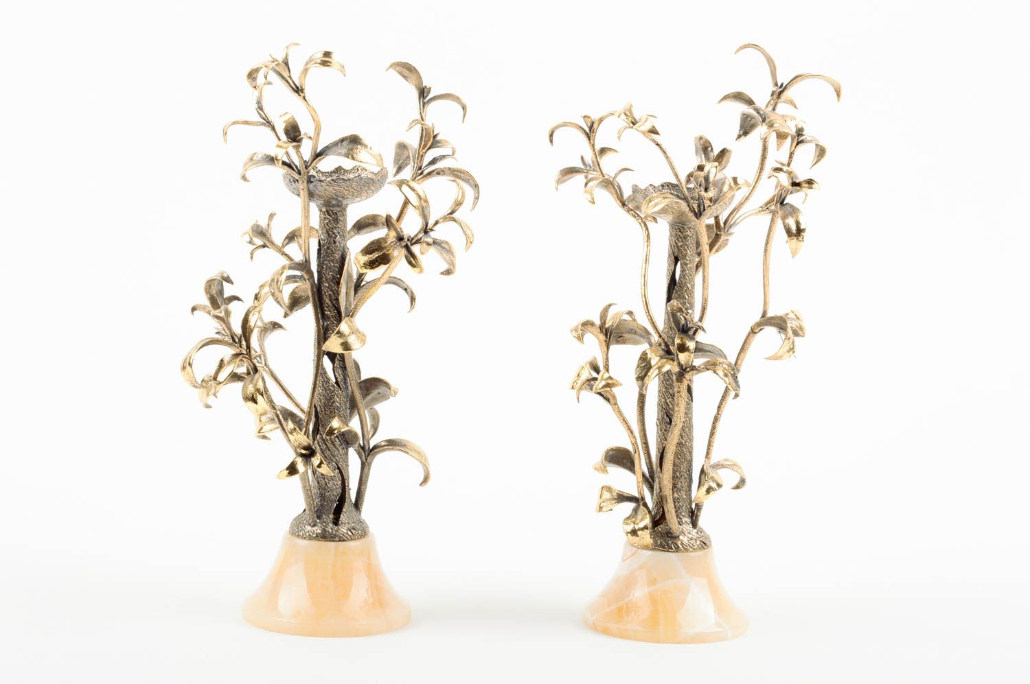 Originelle Kerzenhalter aus Messing 2 Stück Baum schön künstlerische Handarbeit foto 1