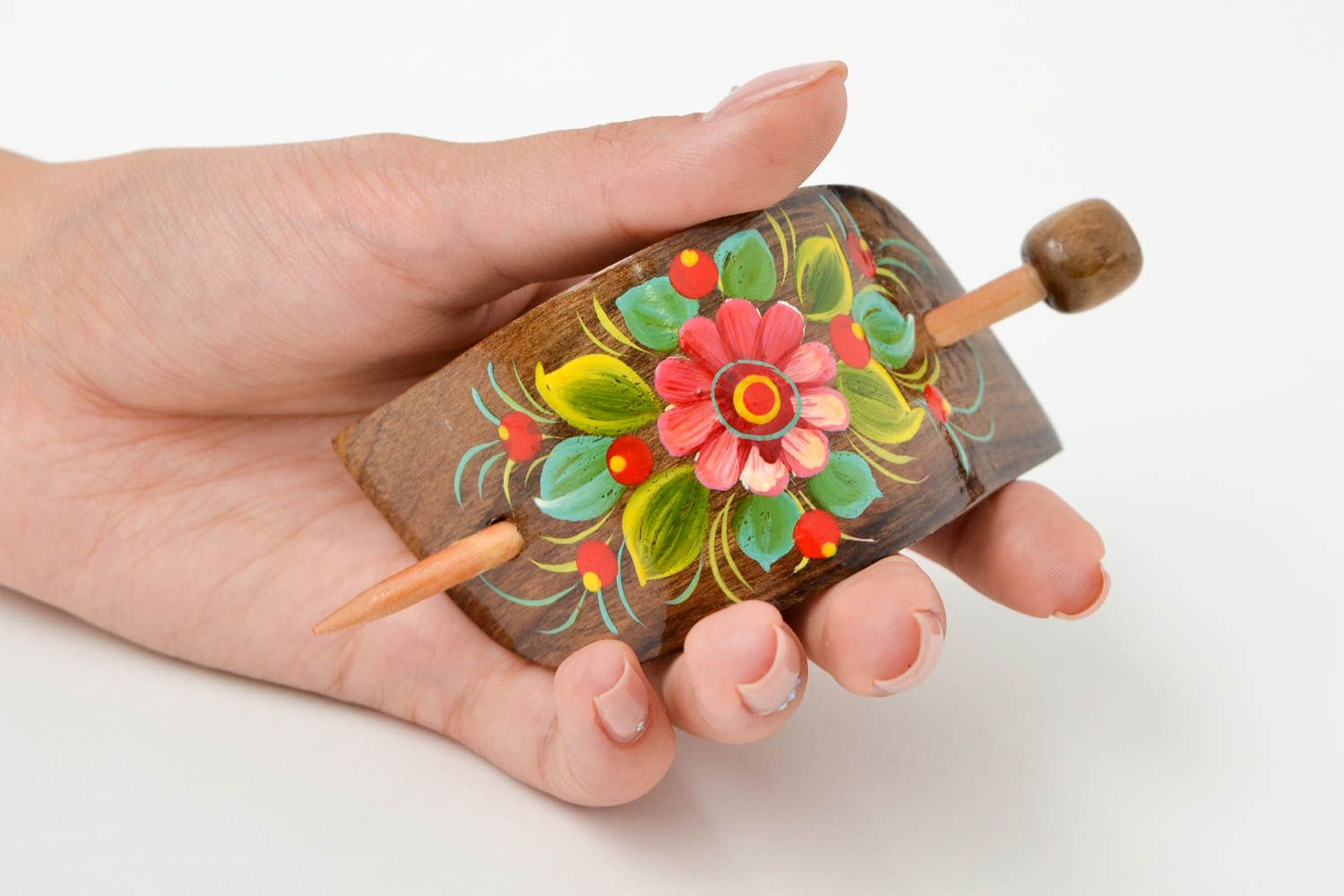 Handgemachter Schmuck Accessoire für Haare Blumen Haarspange Haar Schmuck Holz foto 2
