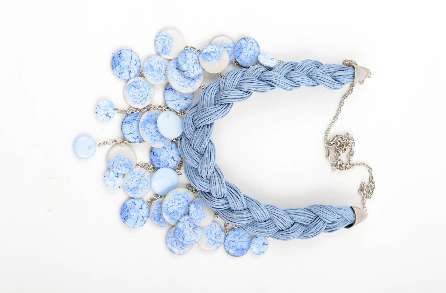 Handmade Stoff Halskette Designer Schmuck Halskette für Frauen blau massiv foto 1