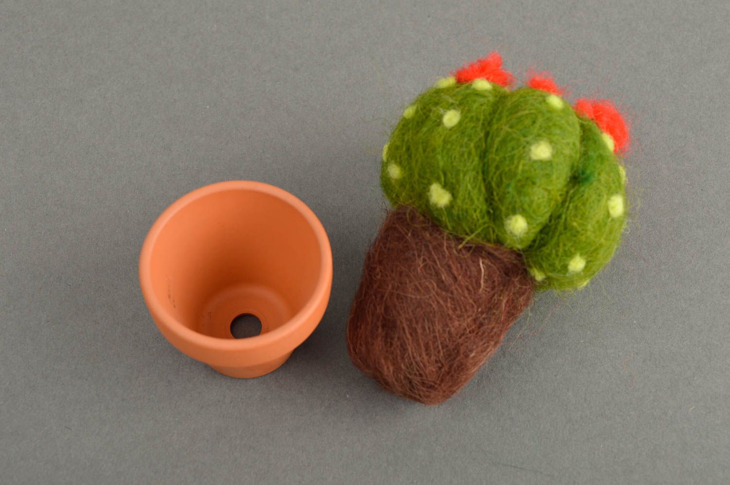 Fleur artificielle faite main Cactus en laine feutrée Déco maison originale photo 5