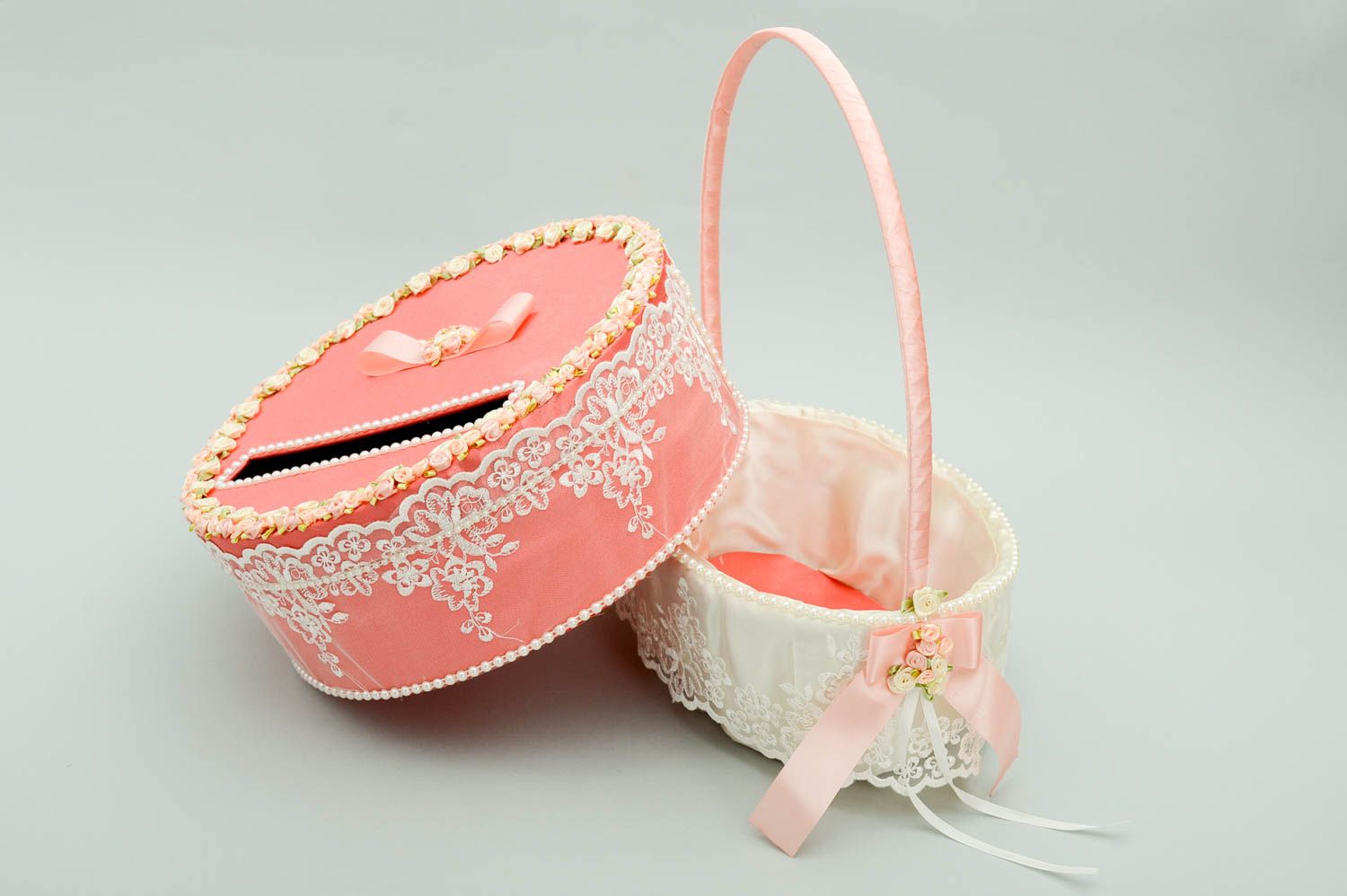 Hanndmade glasses wedding box for money wedding basket set for wedding photo 3