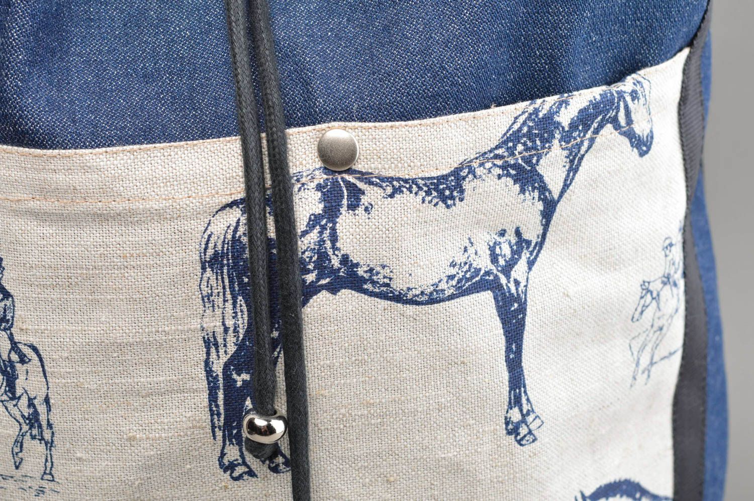 Sac à dos fait main Sac tendance en lin coton et synthétique Cadeau original photo 4