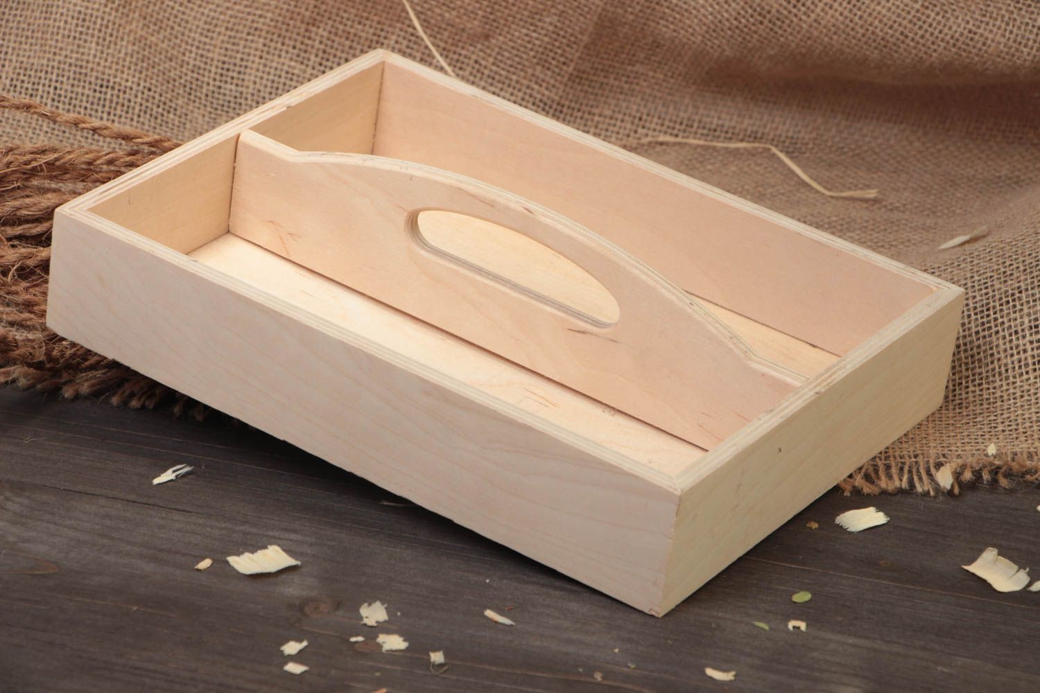 Handmade Holz Tablett Rohling mit Griff und Abteilungen zum Bemalen originell foto 1