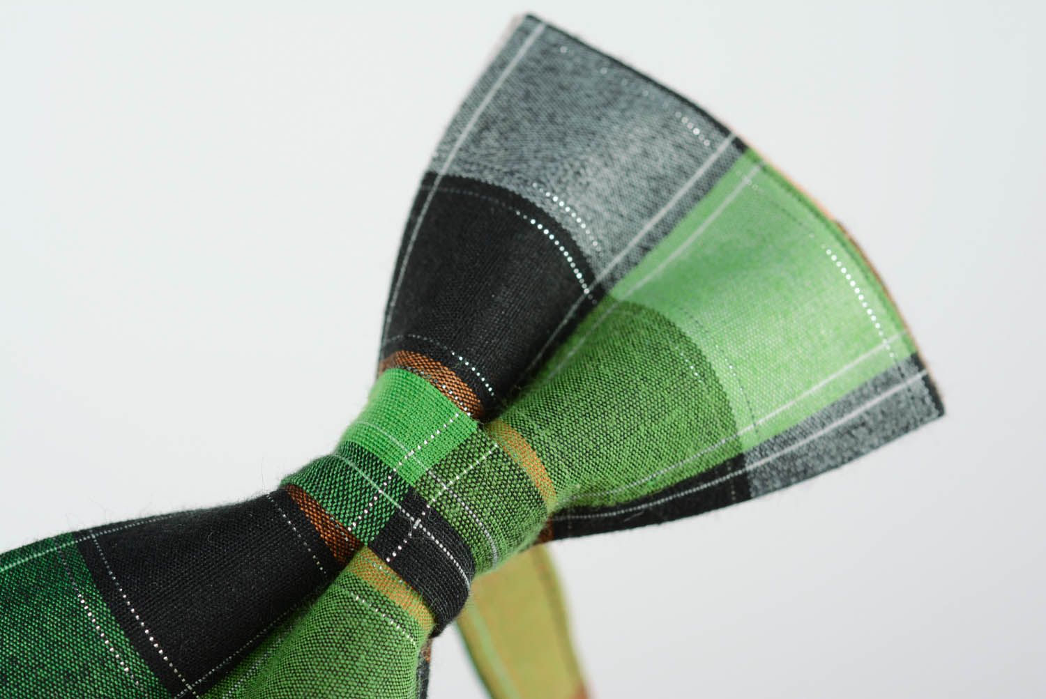 Grüne karierte Fliege Krawatte aus Textil foto 4