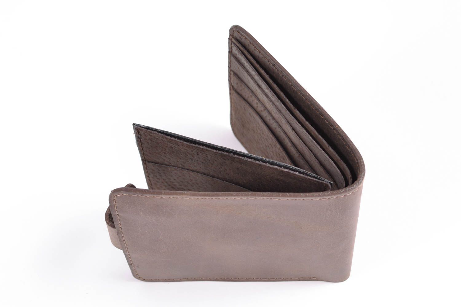Handgemachte Brieftasche aus Leder für Männer Braun foto 4